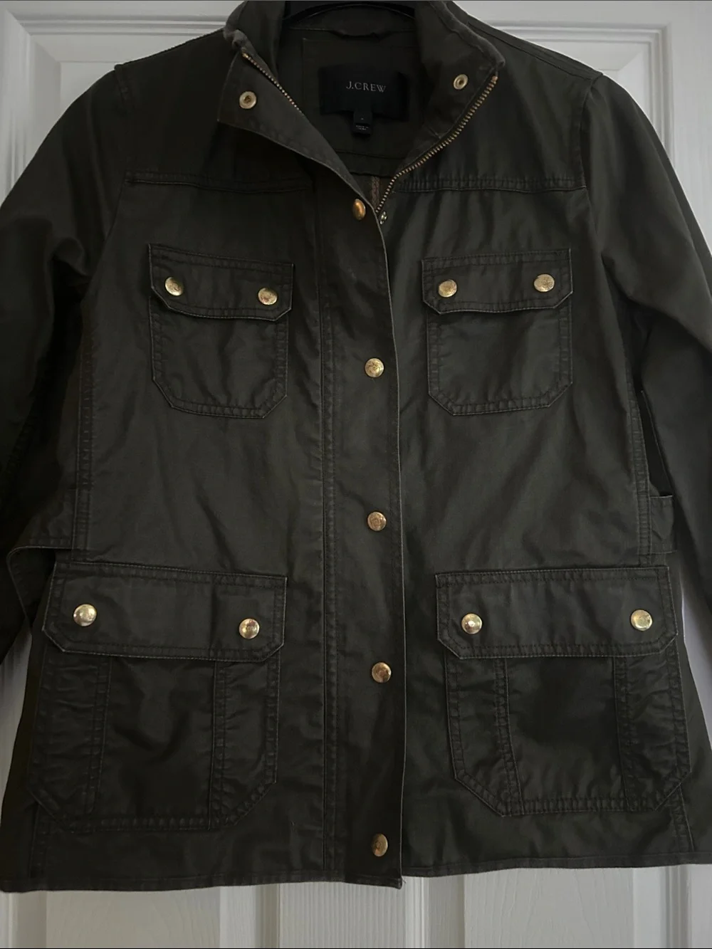 J. Crew Women’s Olive Green Downtown Field Utility Jacket w/ Brass Buttons - M